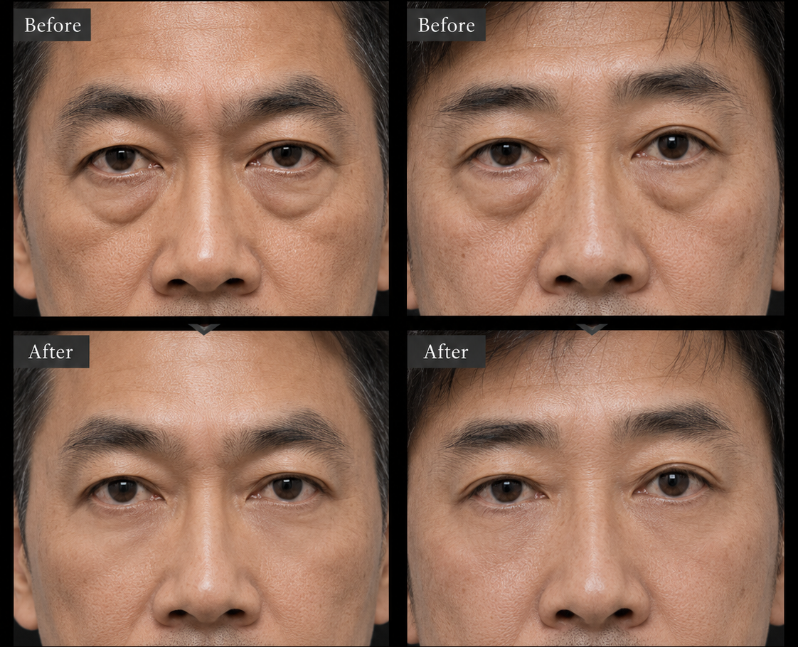 クマ取りのBefore After症例(男性)